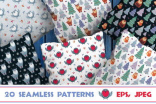 Christmas Woodland Seamless Patterns with Animals