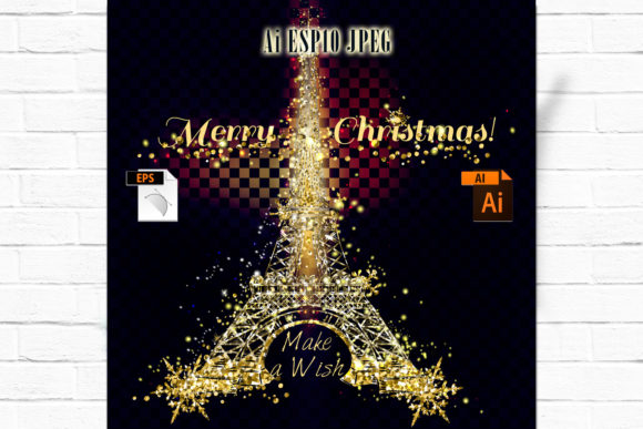 Shiny Christmas Background with Eifel Tower