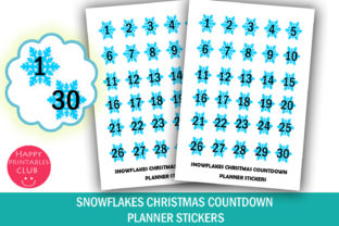 Snowflakes Christmas Countdown Planner Stickers for Crafts